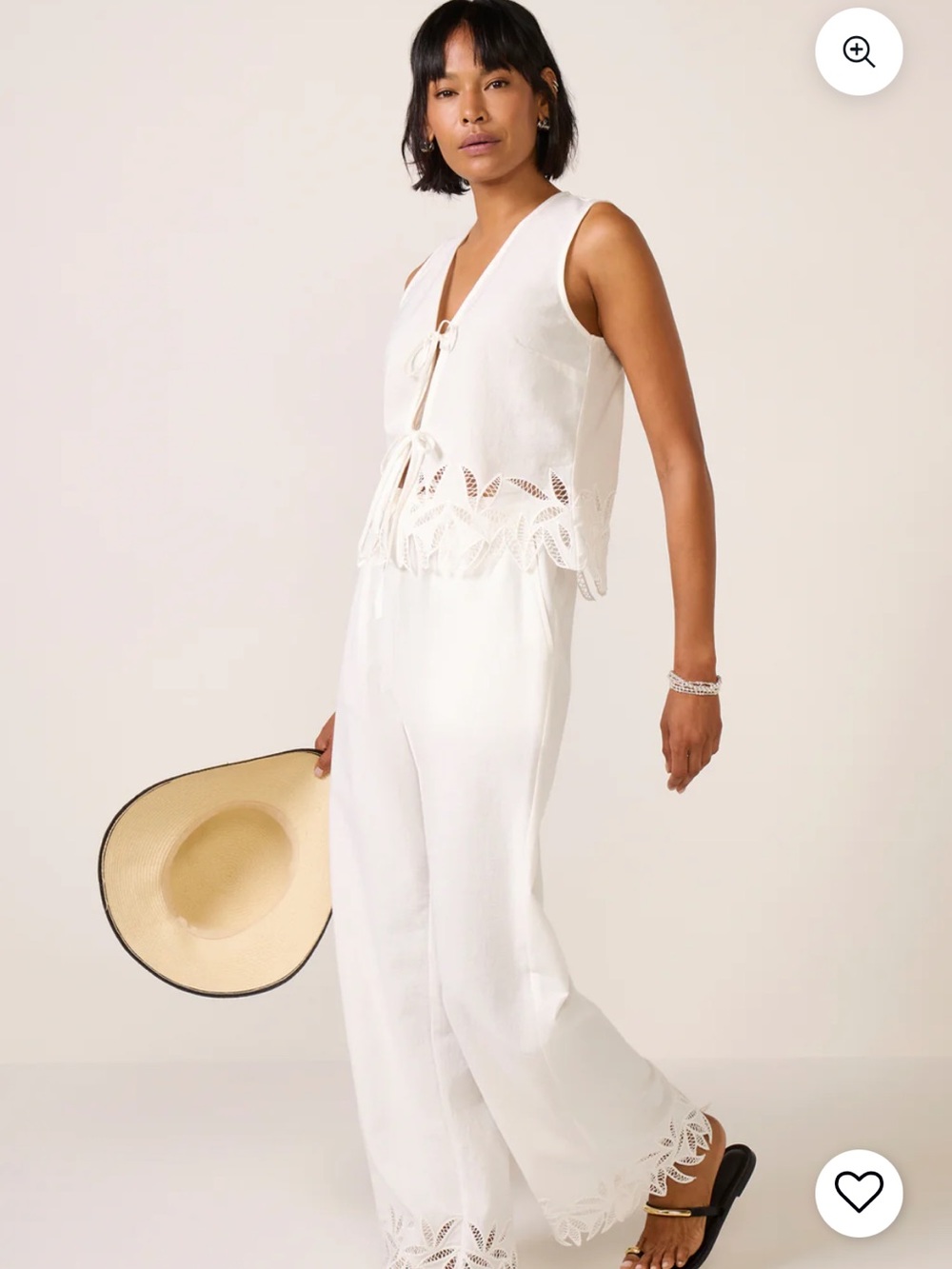 Rails White Elastic Waist Wide-Leg Pants